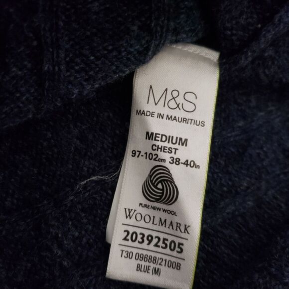 Blue Harbour Medium Navy 100% Lambswool Long Sleeve Crewneck Sweater - Picture 9 of 10